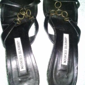 MANOLO BLAHNIK Black Sandals 7.5